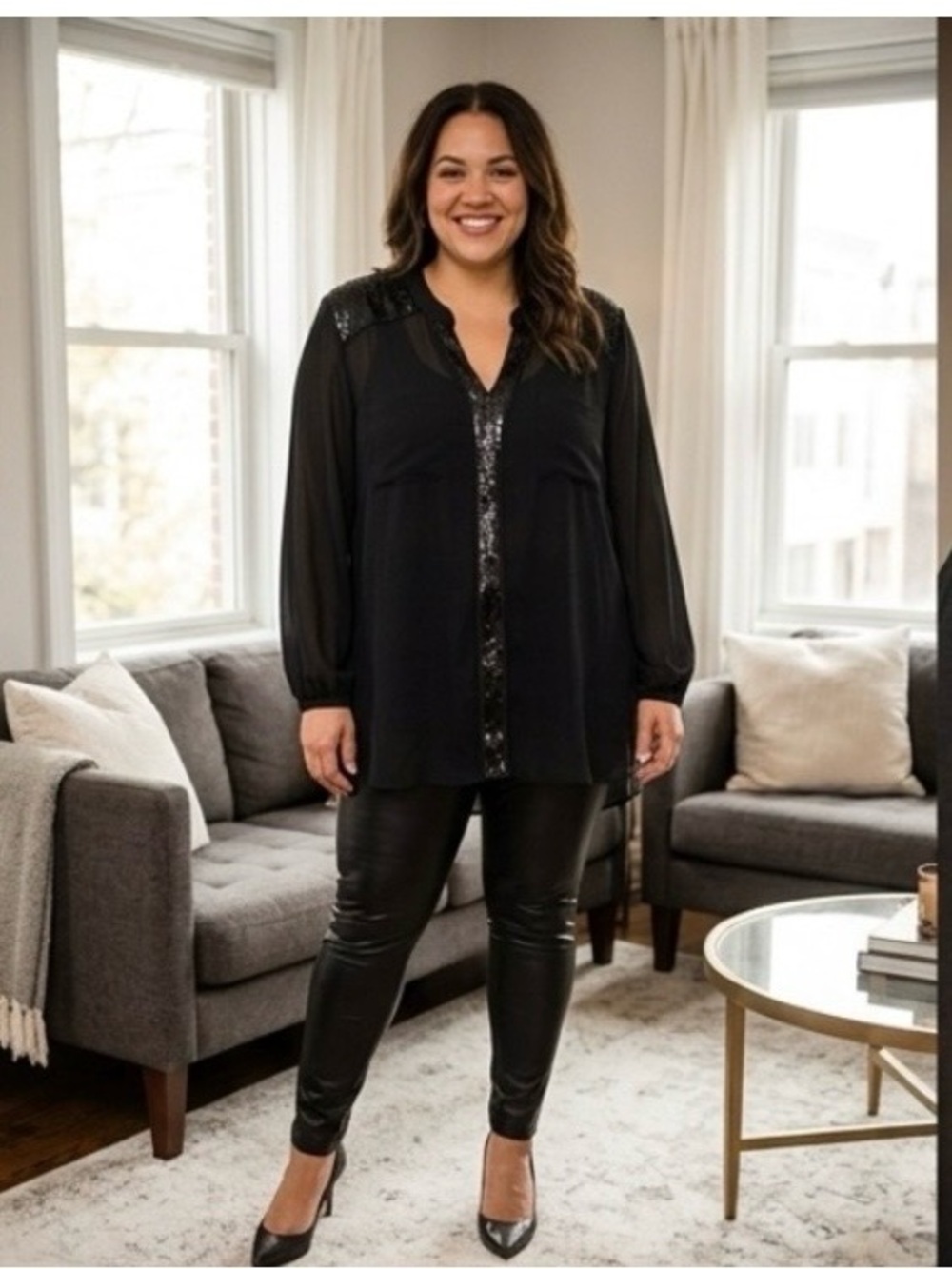Extra Lindas sequined long sleeve tunic XL